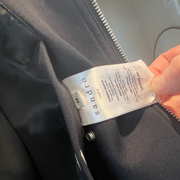 Sandro leather sleeve bomber jacket - Picture 5 of 5